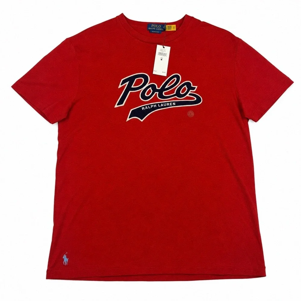 Polo Ralph Lauren Mens Red Script Logo Graphic T-Shirt Classic Fit M